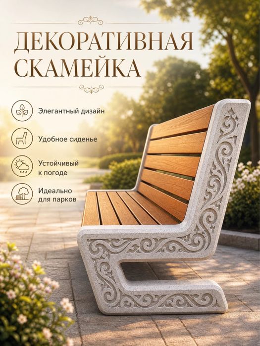 Лавочка и урна мрамрный