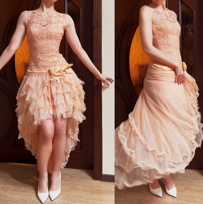 Вечернее открытое платье со шлейфом