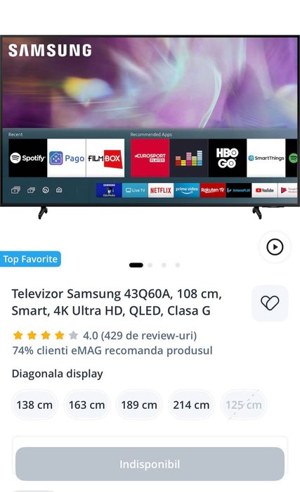 Televizor Samsung QLED 108 cm