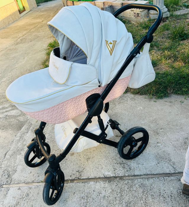 Бебешка количка 2в1 white and pink