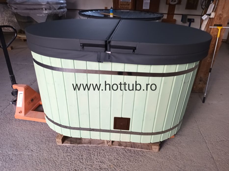 Ciubar fibra sticla oval cu soba exterioara,ofuro,