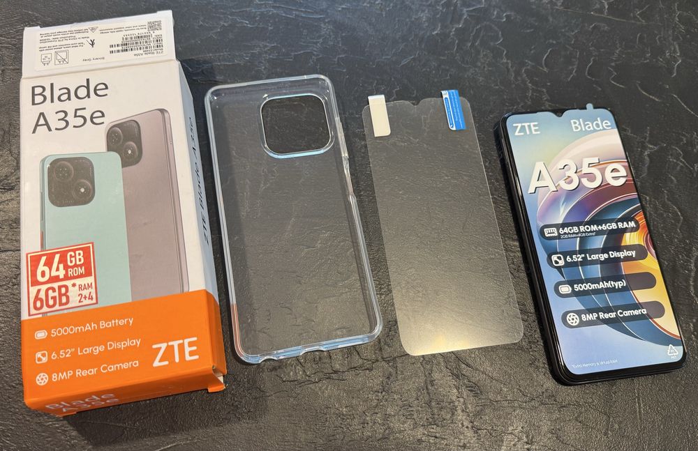 ZTE Blade A35e чисто нов с гаранция, не исползван, става за всички мрежи