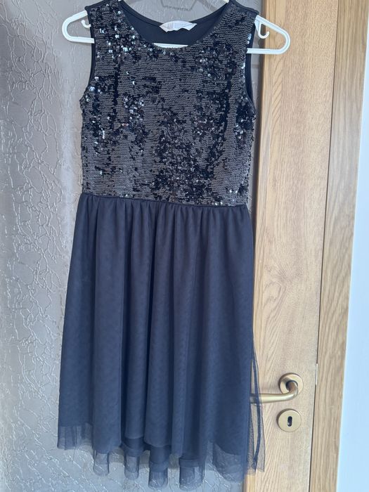 Черна  рокля с пайети