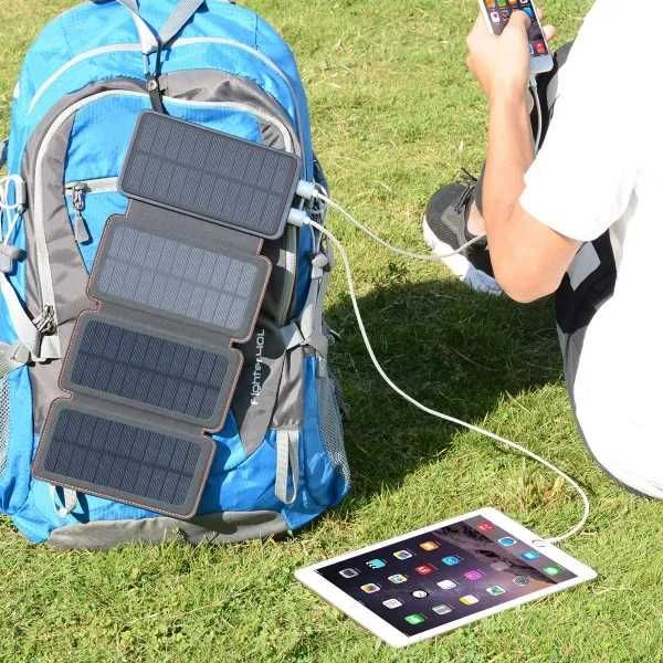 Baterie Camping Externa, Solara Power Bank 20 000 mAh 4 Panouri, Nou!