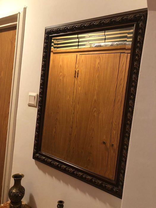 Doua console lemn sculptat + marmura + oglinzi bizotate, stil clasic