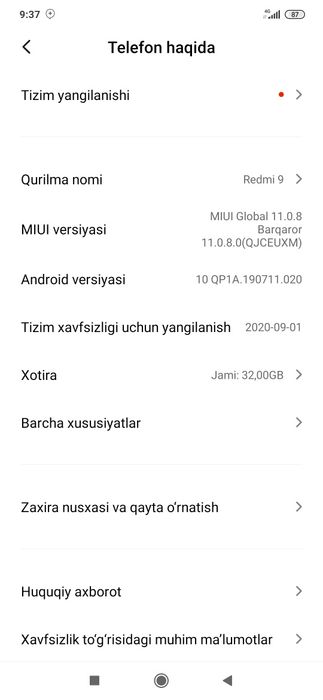 Redmi 9 telefon.