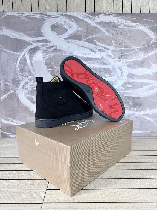 Christian Louboutin High Suede Black Spikes