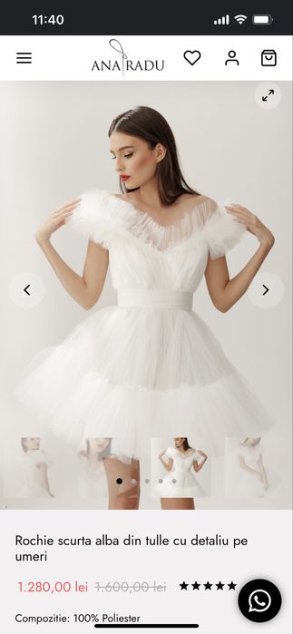 Rochie scurta alba din tulle Ana Radu S/36