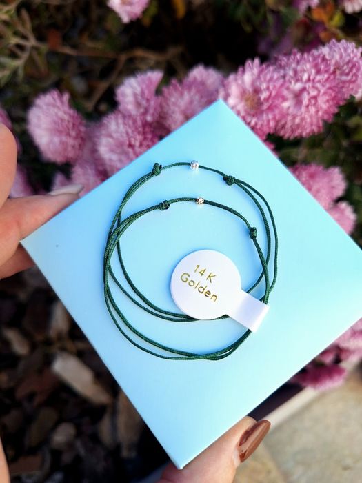 Гривни със златни 14К топчета и сребърни проба 925