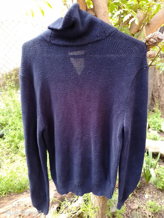 Ralph Lauren RL мъжки пуловер тъмно син памучен  с шал яка