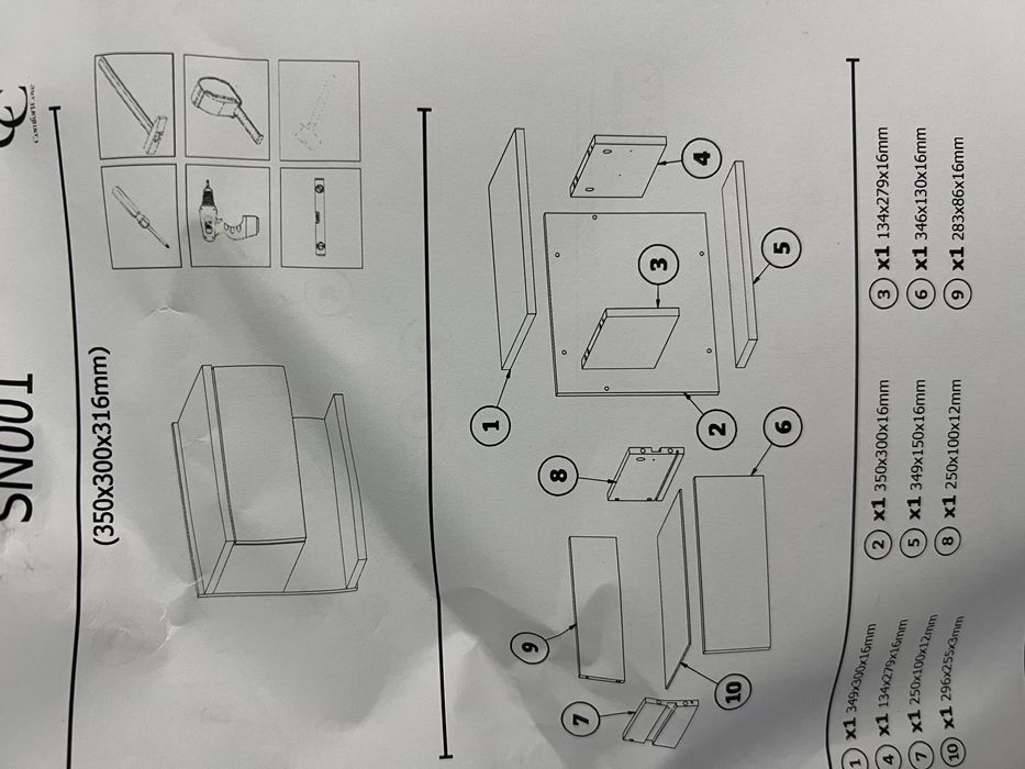 Noptieră montată pe perete, suspendată cu raft – Albă