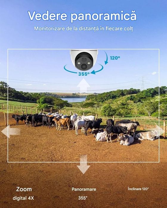 Cameră supraveghere solara  ieGeek 4G exterior 360° SIM CARD NOUA