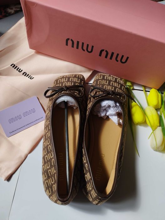 Балетки макасины туфли лоферы женские коричневые Miu Miu