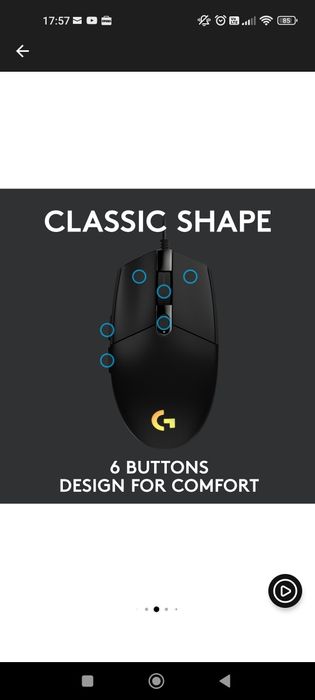 Mouse gaming Logitech G203, RGB, 6 butoane, 8000 dpi, Negru