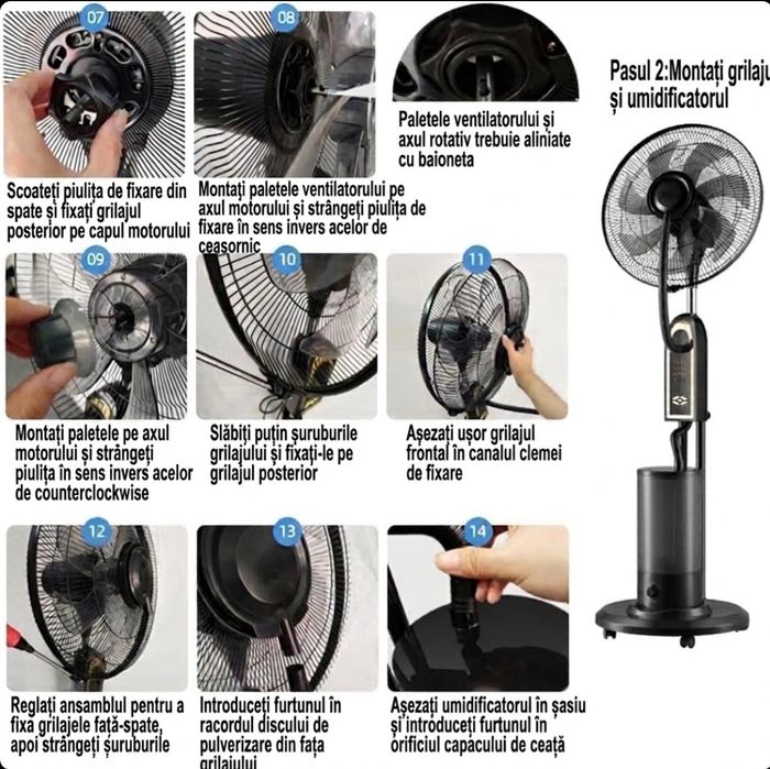 Ventilator cu pulverizare Apa 75w 3 viteze silentios telecomanda racire rapida