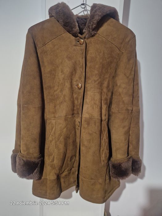 Haina de blana naturala maro dama cu gluga