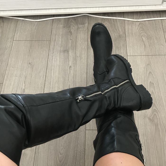 Cizme zara peste genunchi/ piele