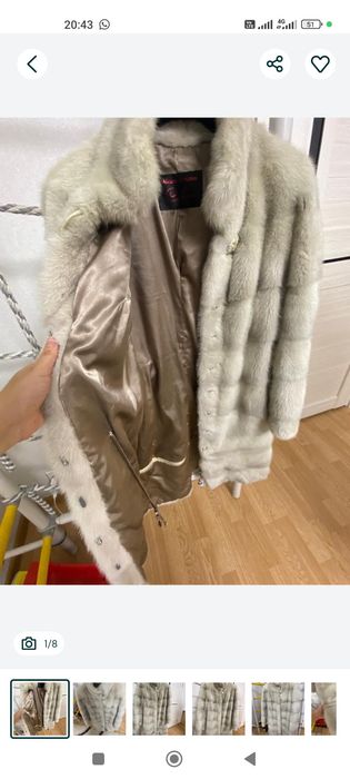 Шуба норковая цвет "грязный лёд"