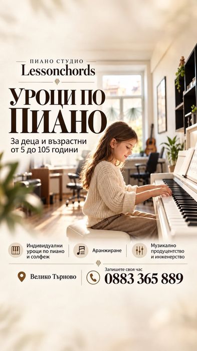 Уроци по пиано, солфеж, аранжиране