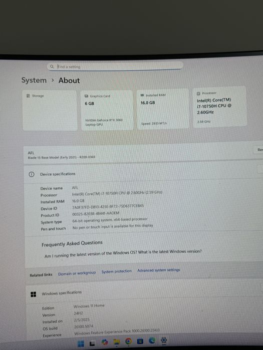 Laptop Gaming Razer Blade 15 2021 i7,16 ram,ssd,rtx 3060,144 hz