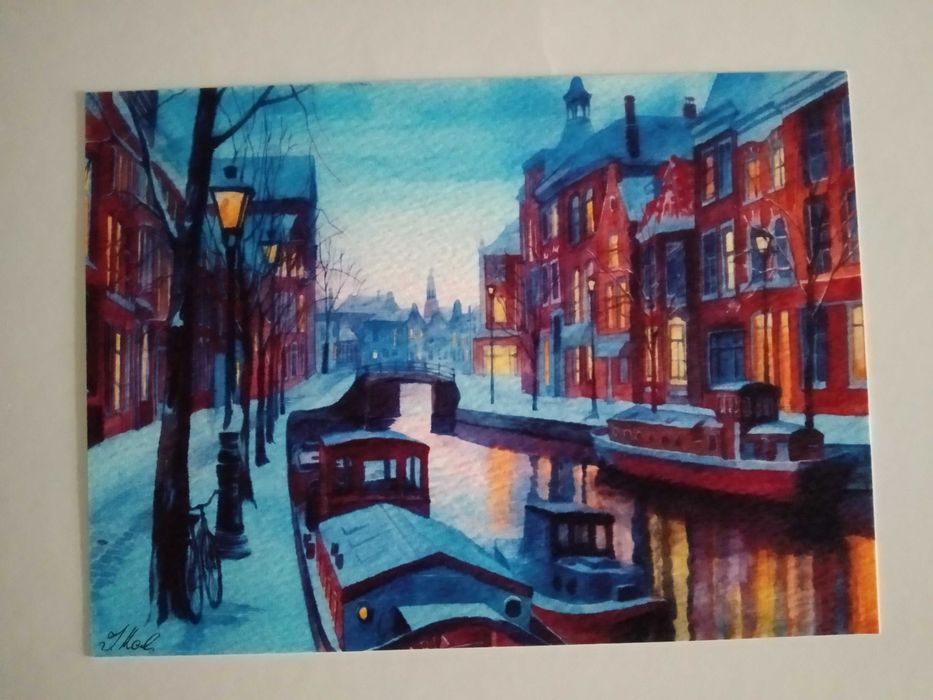 Принты акварель (фото с оригиналов), виды на Амстердам