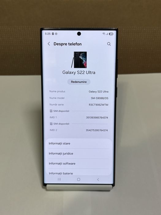 MDM vinde: Samsung S22 Ultra, 128GB, Phantom Black.