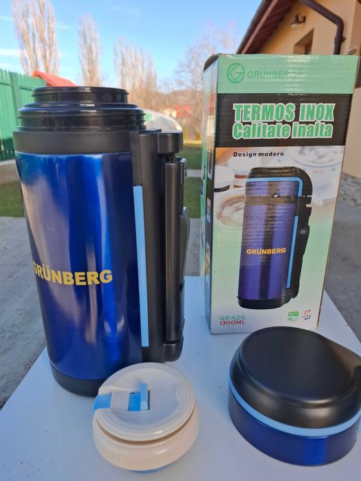 Termos Grunberg 1.30 L Metal si Inox pentru Camping