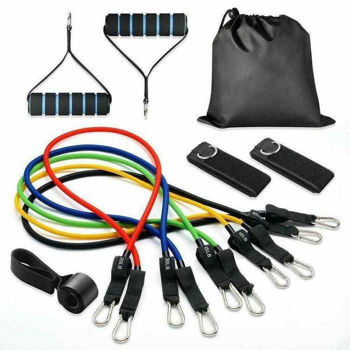 Set 11 piese extensor fitness corzi elastice latex antrenament TRX
