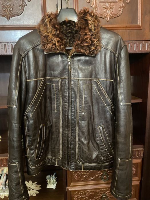 Geaca piele cu blana