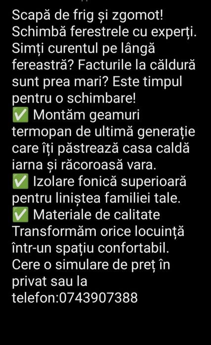 Montăm geamuri termopan.Materiale de calitate la preturi avantajoase.