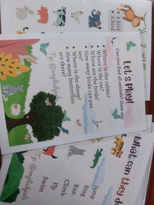 ko'rgazmali qurollar, ingliz tili o'qituvchilari uchun tarqatma