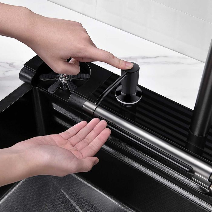 Модерна мултифункционална кухненска мивка с регулируем двоен водопад