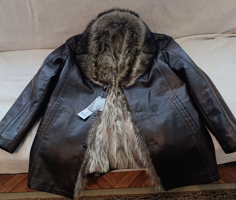 Дублёнка кожаная, из меха волка