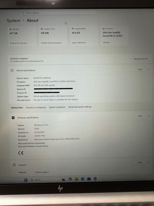 HP EliteBook 840 G9 – Intel i5 gen 12, 16GB RAM, Windows 11 Pro