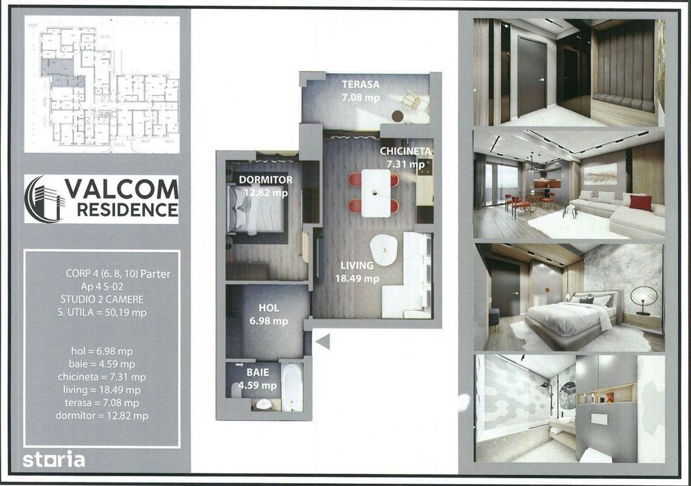 Valcom Residence Bartolomeu, Studio 2 camere, terasa 7.08 mp, Comision