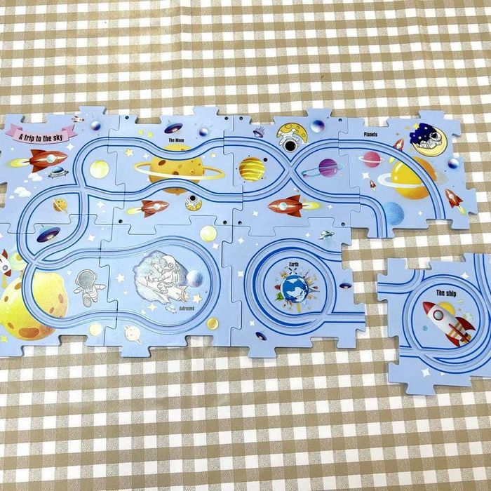 Puzzle circuit educativ pentru copii constructie 15 piese si accesorii