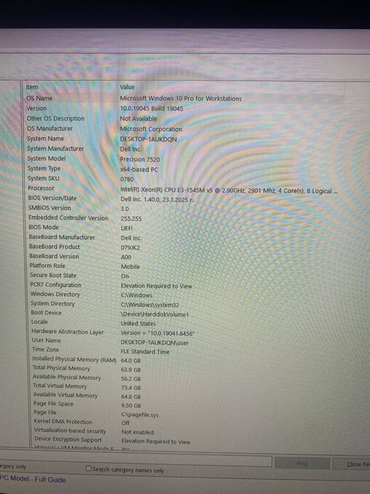 Dell Precision 7520 - 64 GB Ram