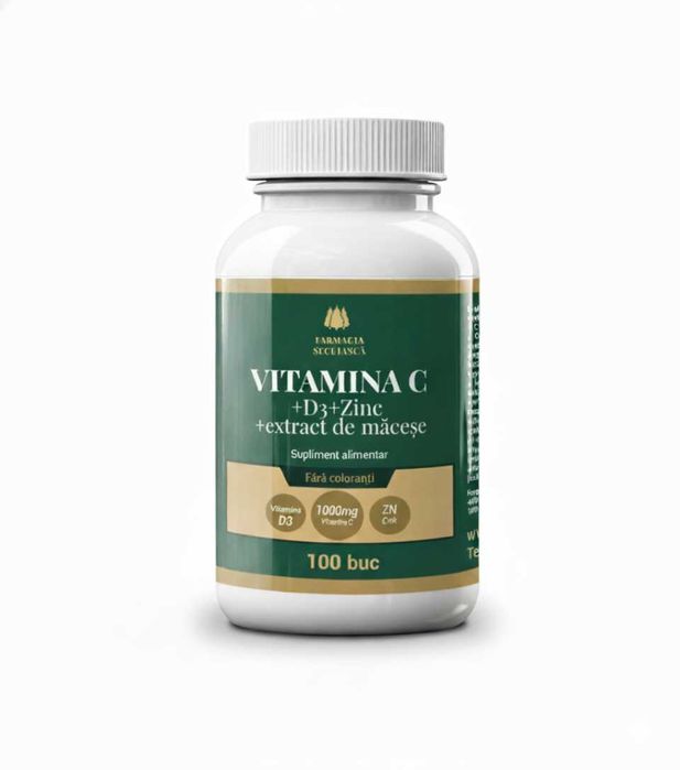 Vitamina C 1000mg + D3 + Zinc + Măceșe 100 buc