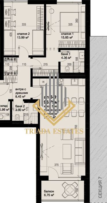 3-стаен в Бургас-Хоризонт площ 112 цена 162454
