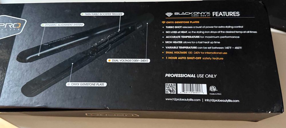 H2Pro Beautylife Blackonyx Turbo 4 - 1 1/4" ( BO114) права преса /покритие С Оникс преси/ Нова