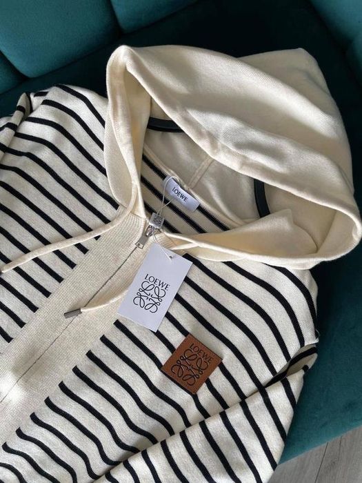 Кофта худи в полоску с капюшоном под loewe