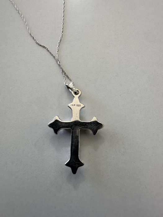 Белое золото 14к! Крест с цепочкой.