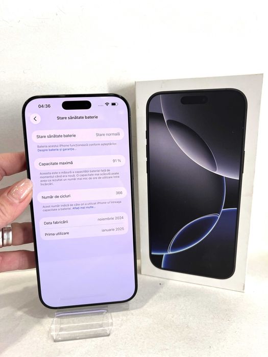 iPhone 16 Pro Max, 256GB/Black Titanium, impecabil!