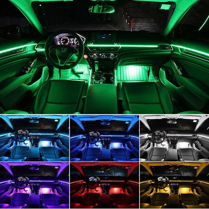 Система за LED амбиентно осветление за автомобили с RGB 64 цвята, 10в1