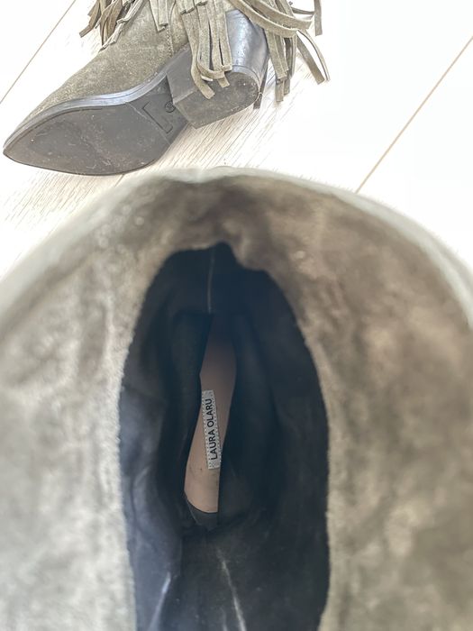 Cizme ciocate din piele intoarsa