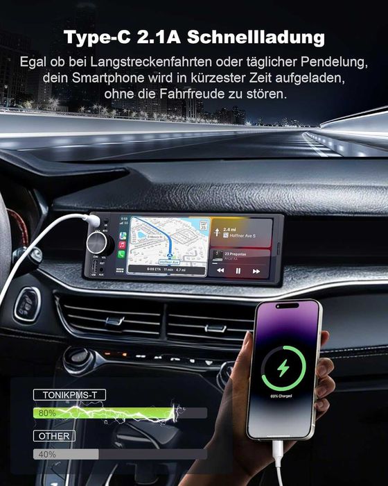 CarPlay / Android Auto радио 6.36” + Rear View Camera + Wireless Adapter (ПОДАРЪК)
