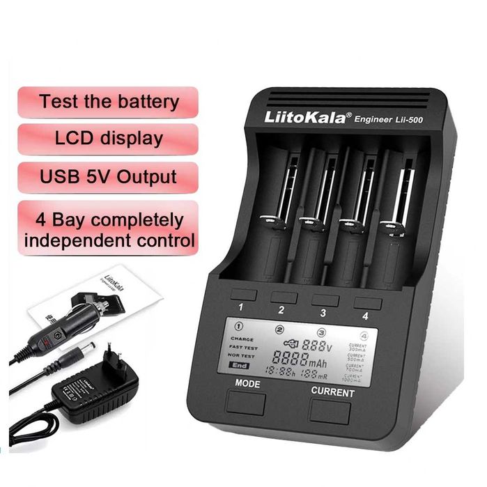 Incarcator inteligent Liitokala pt 4 acumulatori 18650 AA AAA 26650