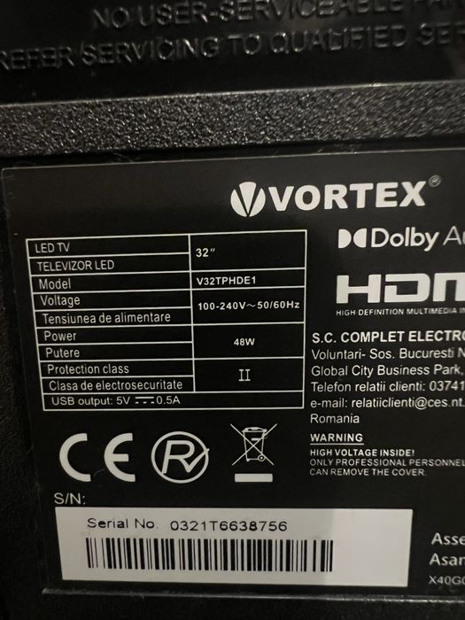 TV led Vortex V32TPHDE1 defect
