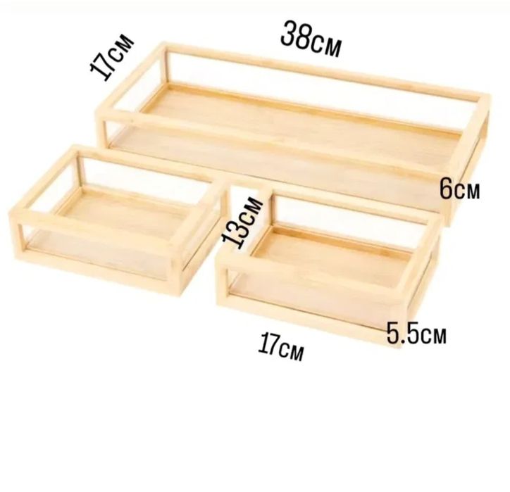 Комплект бамбукови кутии органайзери декорация за баня органайзер