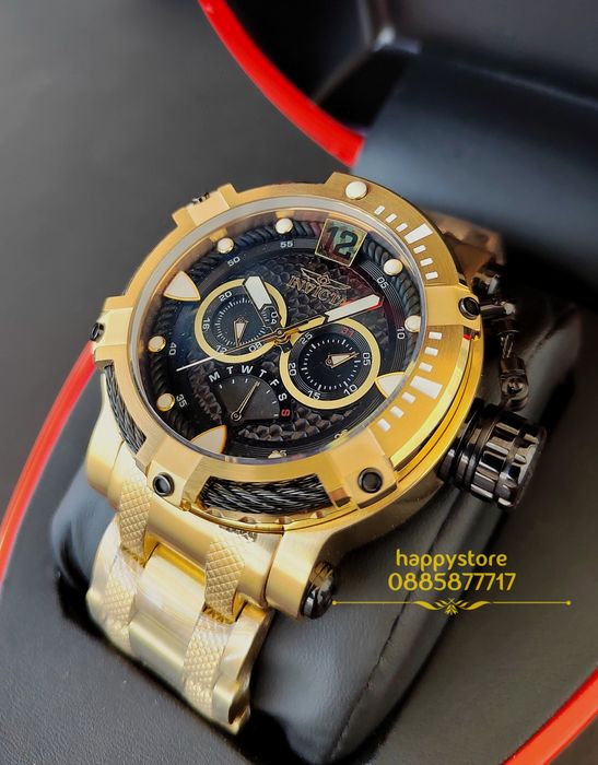 часовник INVICTA Bolt Men Gold and Black 52 mm, Инвикта нов